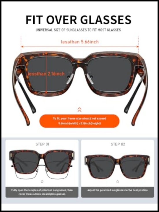 Polarized Fit Over Glasses Sunglasses UV400 Wrap Around Driving Shades